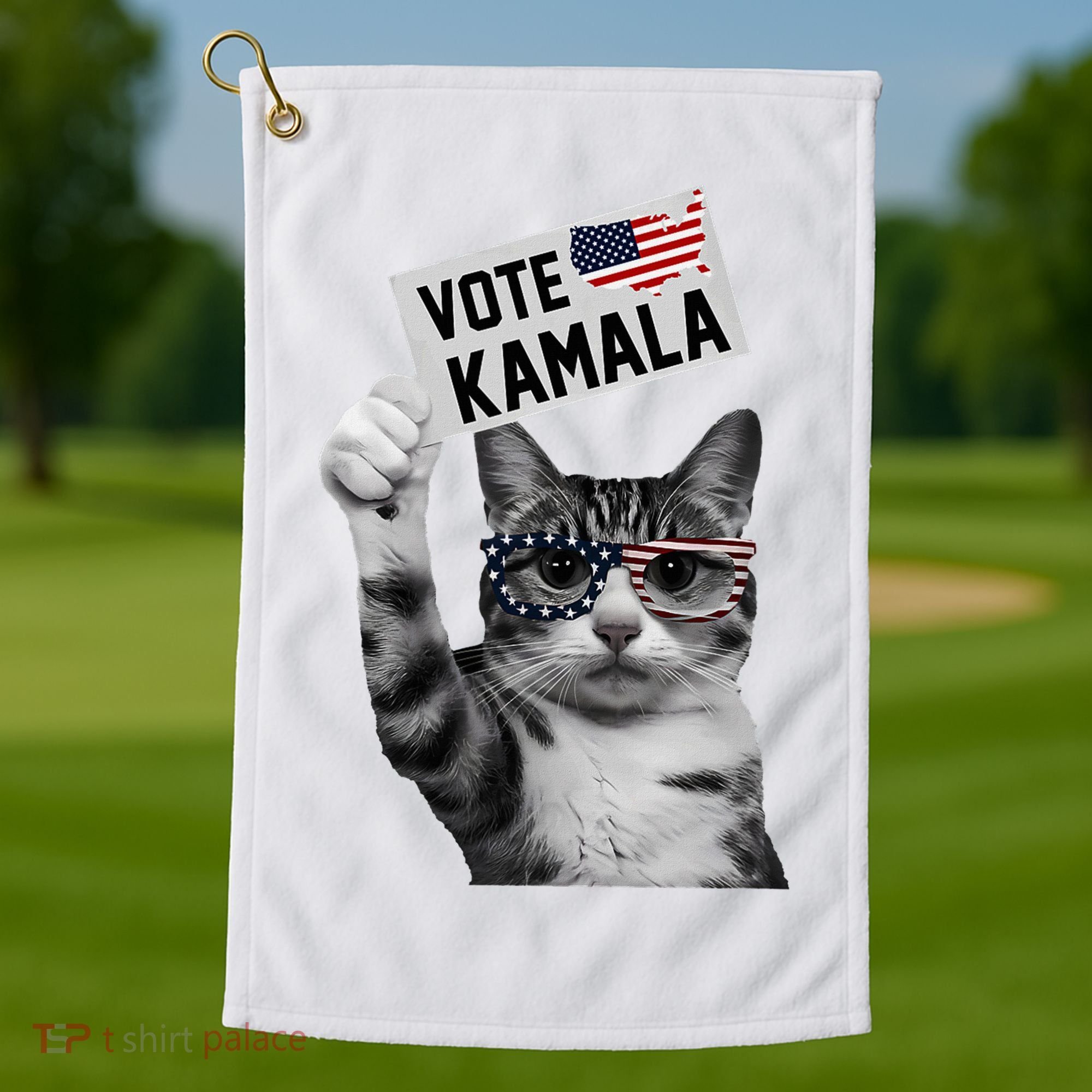 This Childless Cat Lady Is Voting Kamala 2024 Golf Towel