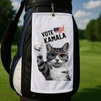 This Childless Cat Lady Is Voting Kamala 2024 Golf Towel thumb 2