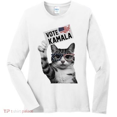 This Childless Cat Lady Is Voting Kamala 2024 Women's Long Sleeve Shirt