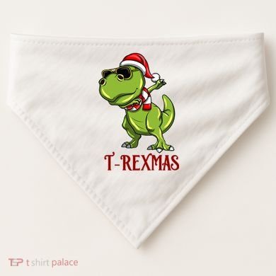 Trex Christmas Dino USA-Made Doggie Bandana