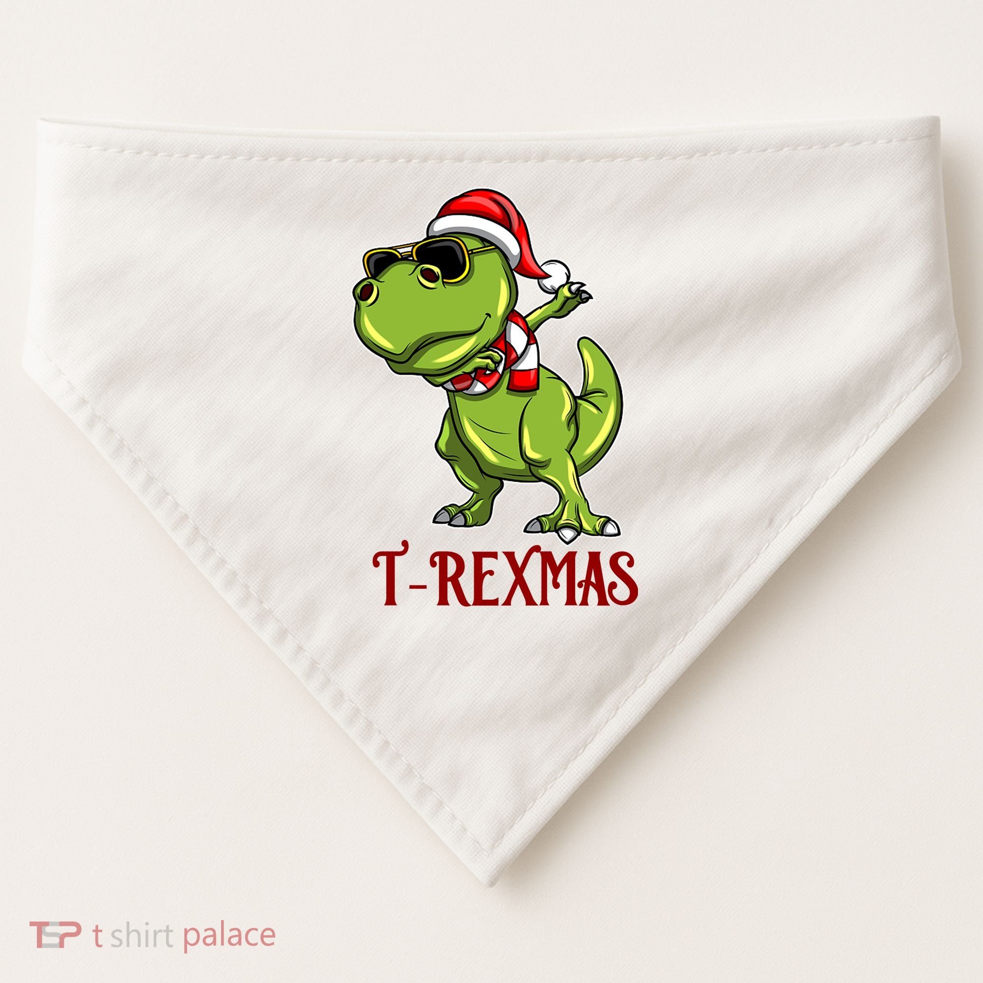 Trex Christmas Dino USA-Made Doggie Bandana