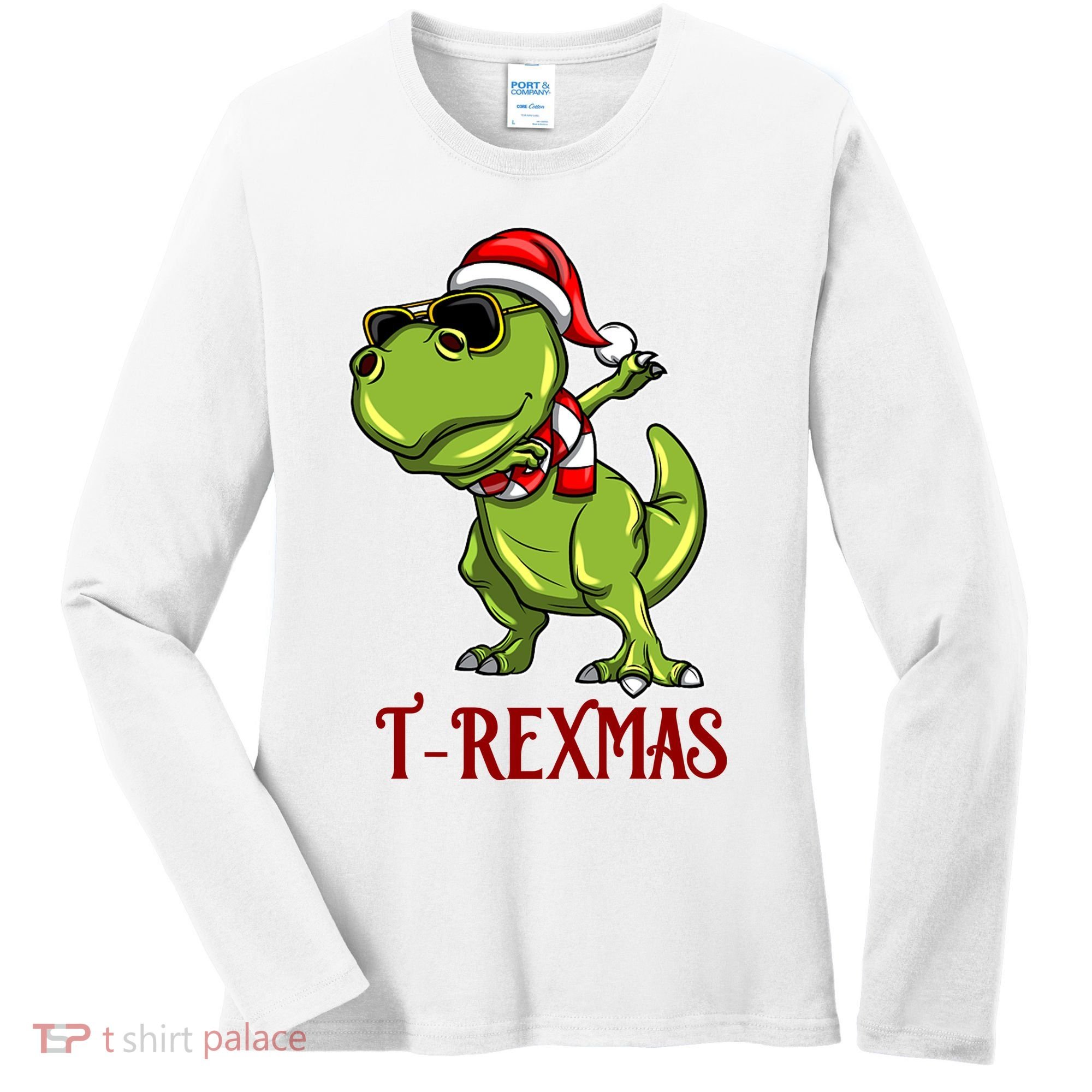 Trex Christmas Dino Women's Long Sleeve Shirt