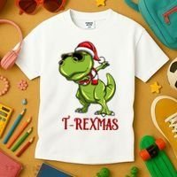 Trex Christmas Dino Kids T-Shirt thumb 3