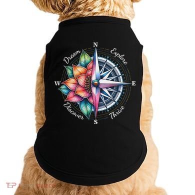 Traveler Compass Dream Explore Discover Thrive Adventure Doggie Tank