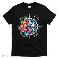 Traveler Compass Dream Explore Discover Thrive Adventure T-Shirt thumb 0