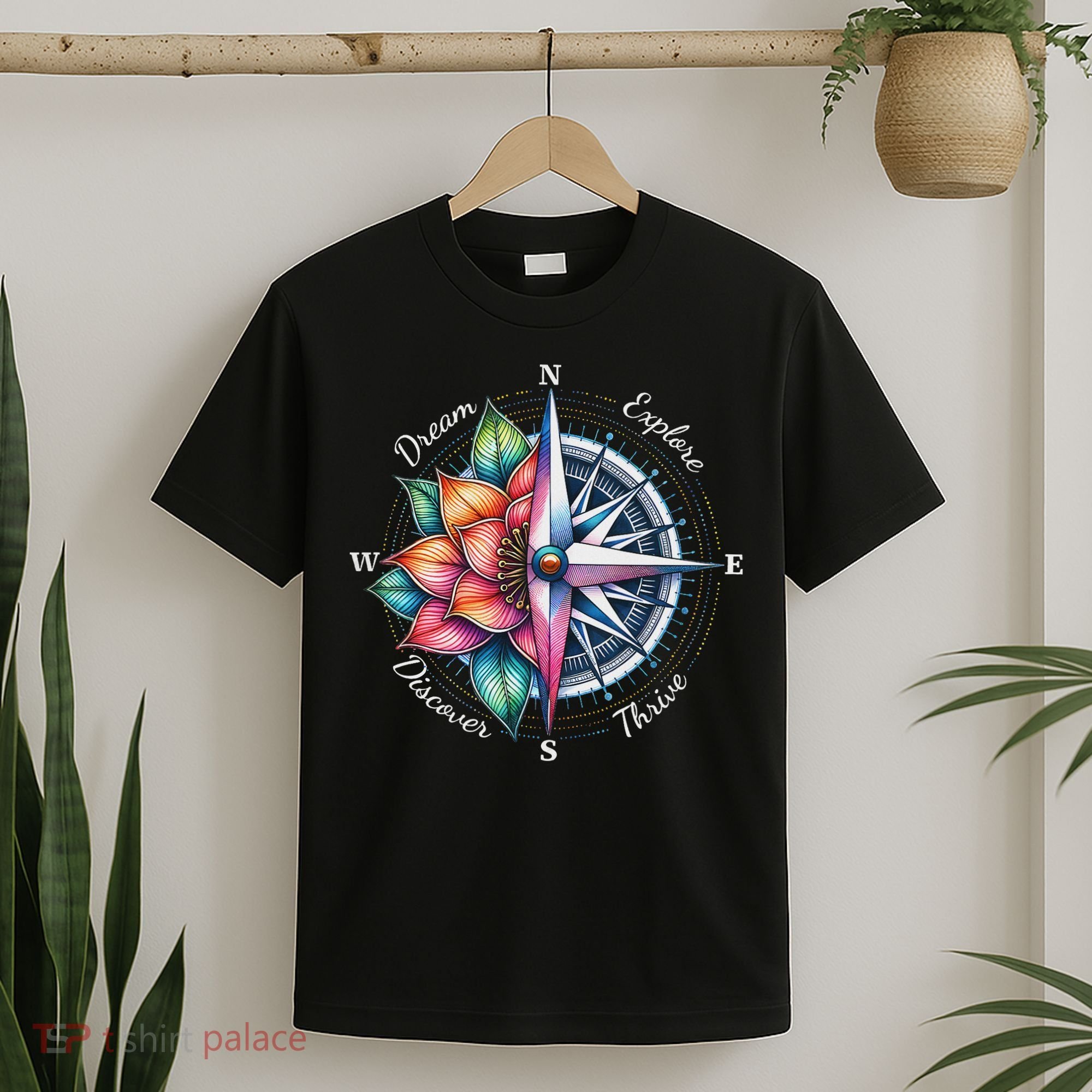 Traveler Compass Dream Explore Discover Thrive Adventure T-Shirt