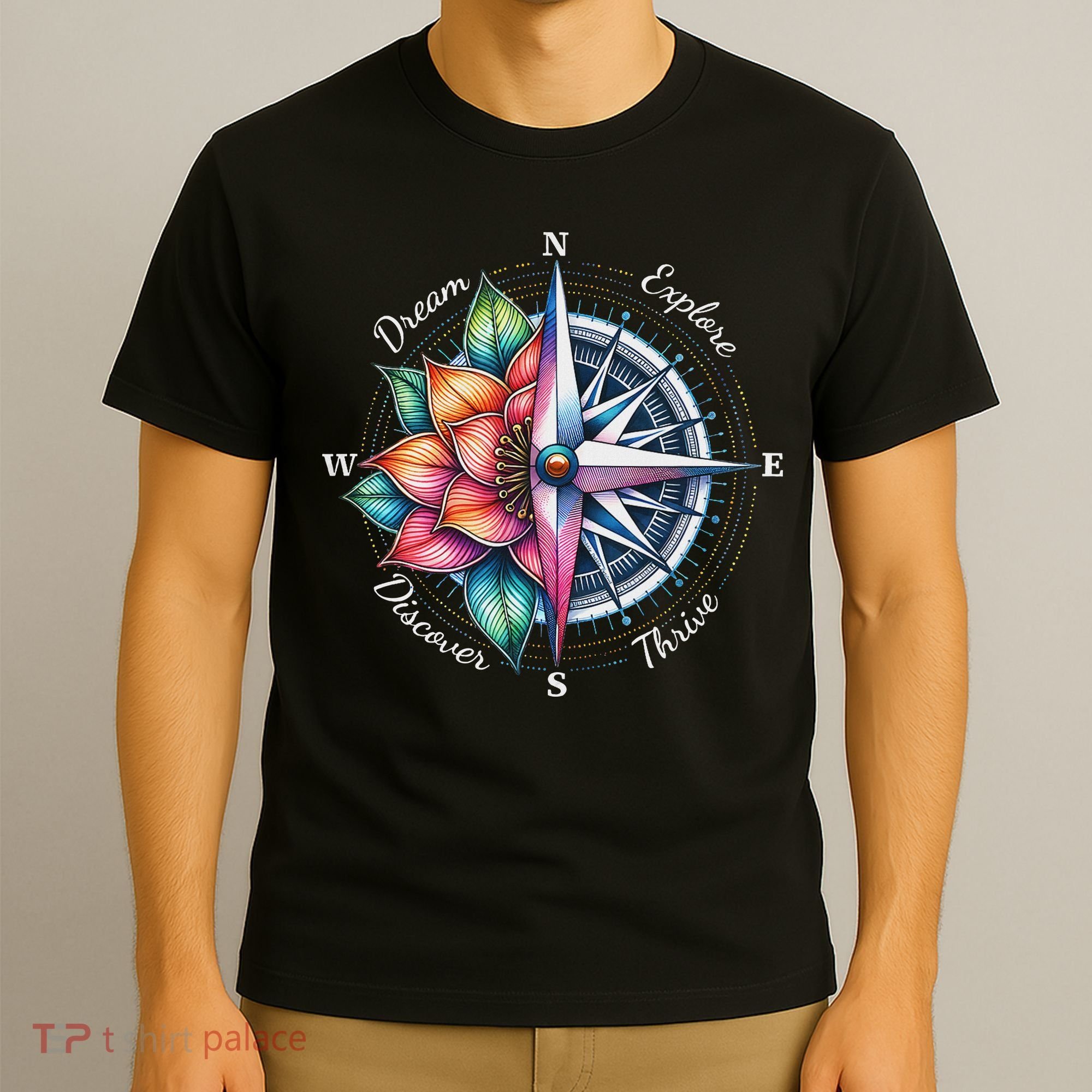 Traveler Compass Dream Explore Discover Thrive Adventure T-Shirt