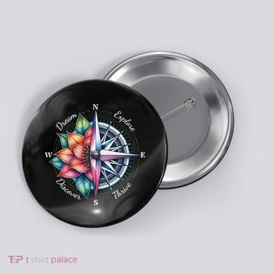 Traveler Compass Dream Explore Discover Thrive Adventure Button