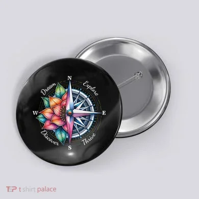 Traveler Compass Dream Explore Discover Thrive Adventure Button