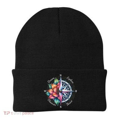 Traveler Compass Dream Explore Discover Thrive Adventure Beanie