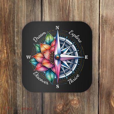 Traveler Compass Dream Explore Discover Thrive Adventure Coaster