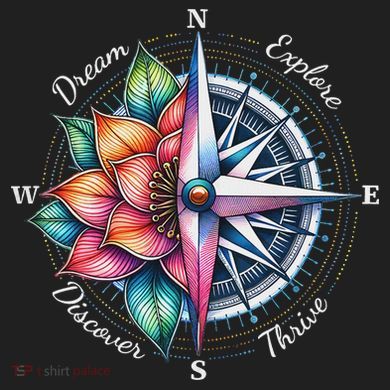 Traveler Compass Dream Explore Discover Thrive Adventure V.I.T. Fleece Crew Sweatshirt