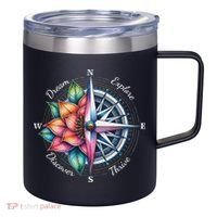 Traveler Compass Dream Explore Discover Thrive Adventure 12oz Stainless Steel Coffee Mug thumb 0