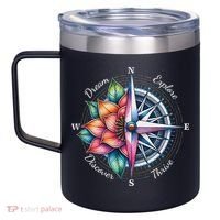 Traveler Compass Dream Explore Discover Thrive Adventure 12oz Stainless Steel Coffee Mug thumb 2