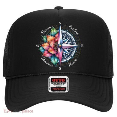 Traveler Compass Dream Explore Discover Thrive Adventure Hat
