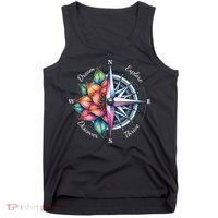 Traveler Compass Dream Explore Discover Thrive Adventure Tank Top thumb 0