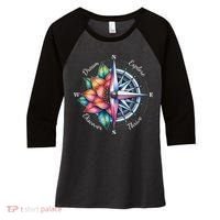 Traveler Compass Dream Explore Discover Thrive Adventure Women's Tri-Blend 3/4-Sleeve Raglan Shirt thumb 0