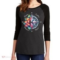 Traveler Compass Dream Explore Discover Thrive Adventure Women's Tri-Blend 3/4-Sleeve Raglan Shirt thumb 2