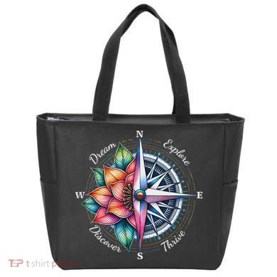 Traveler Compass Dream Explore Discover Thrive Adventure Tote Bag