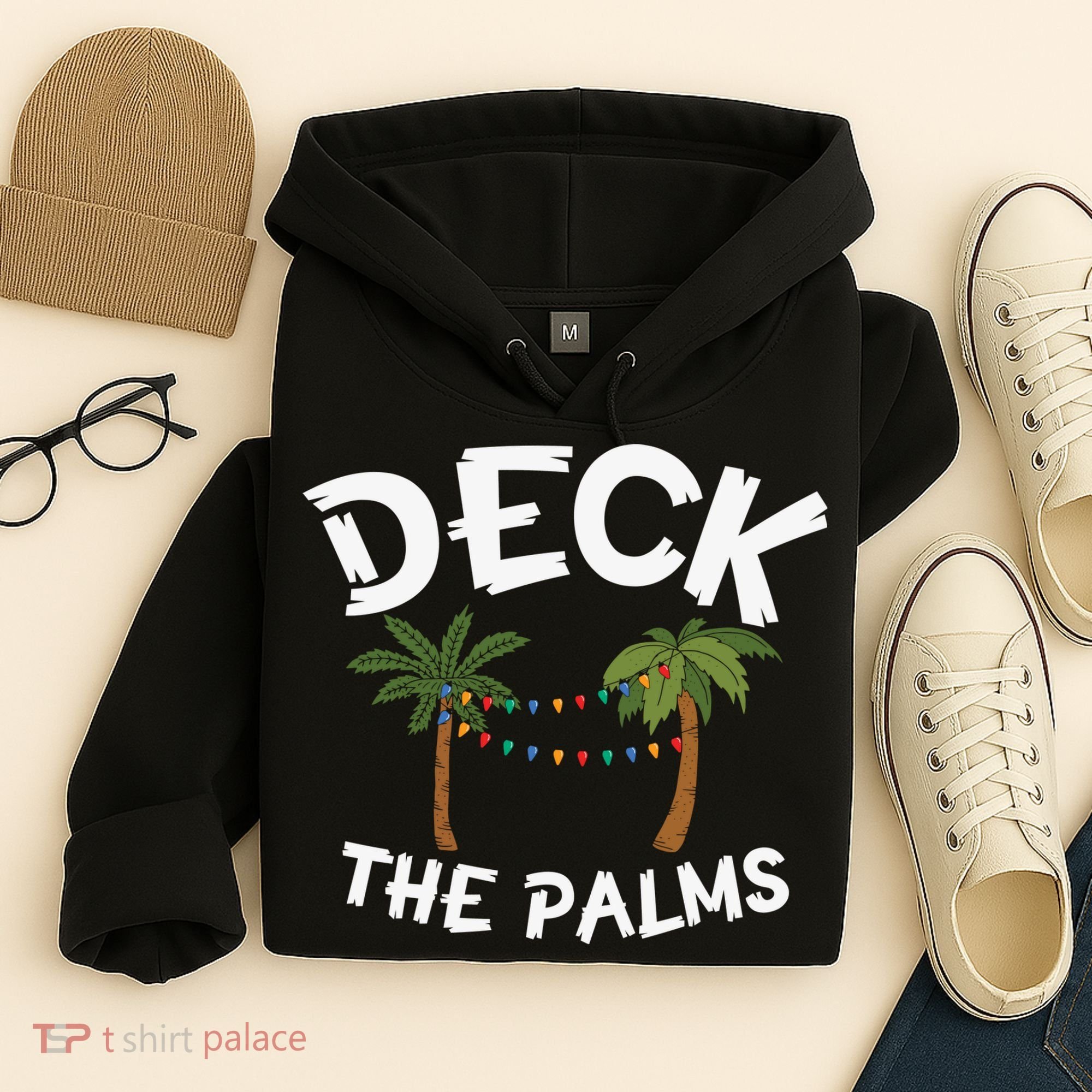 Tropical Christmas Deck The Palms Christmas In July Hoodie