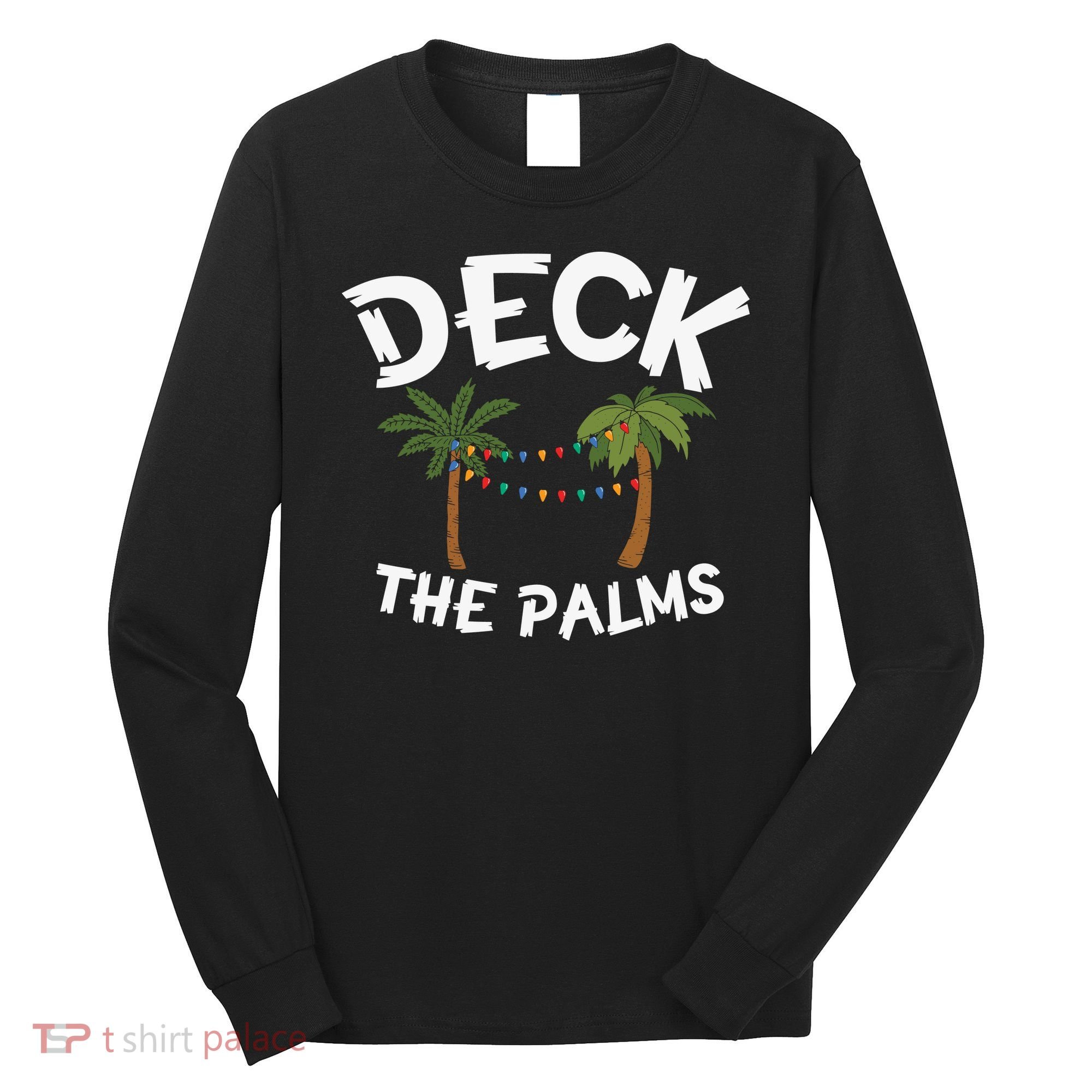 Tropical Christmas Deck The Palms Christmas In July Long Sleeve Shirt