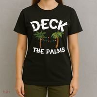 Tropical Christmas Deck The Palms Christmas In July T-Shirt thumb 4