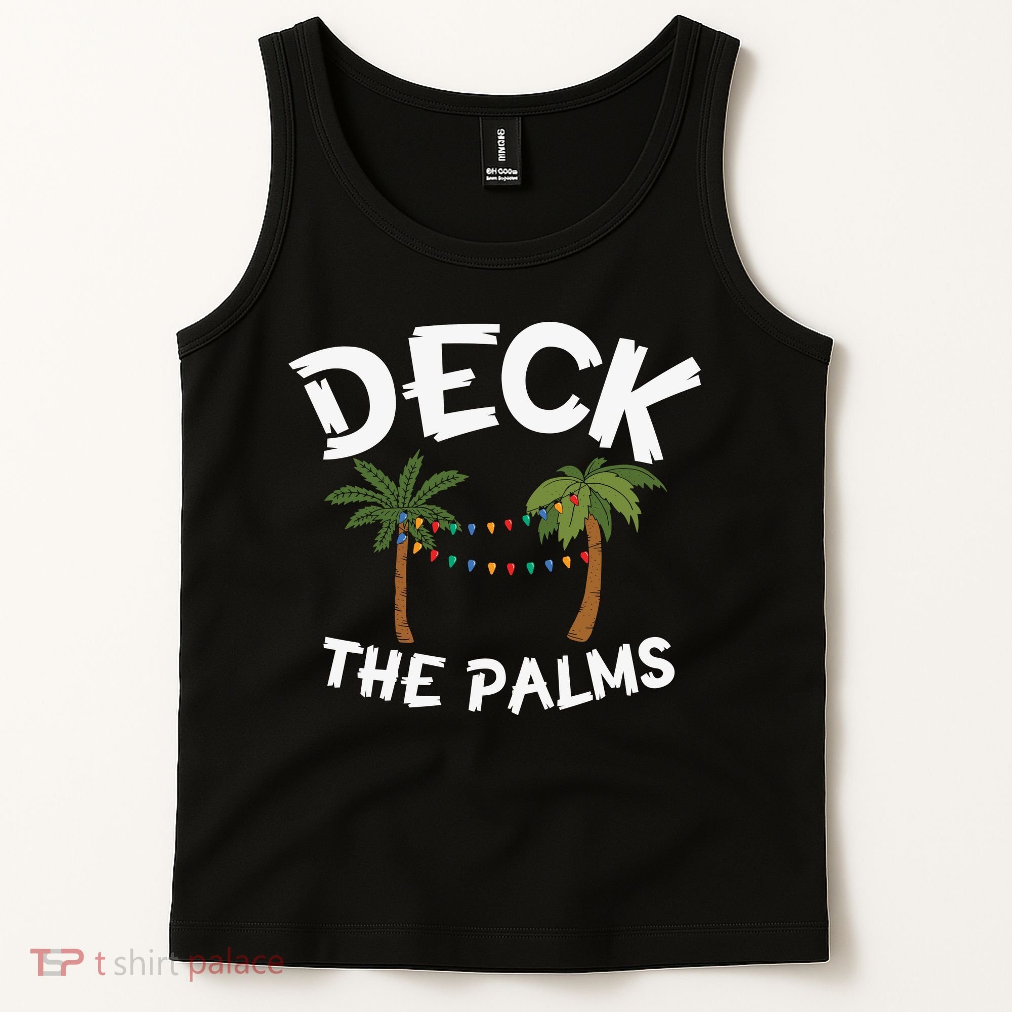 Tropical Christmas Deck The Palms Christmas In July Tank Top
