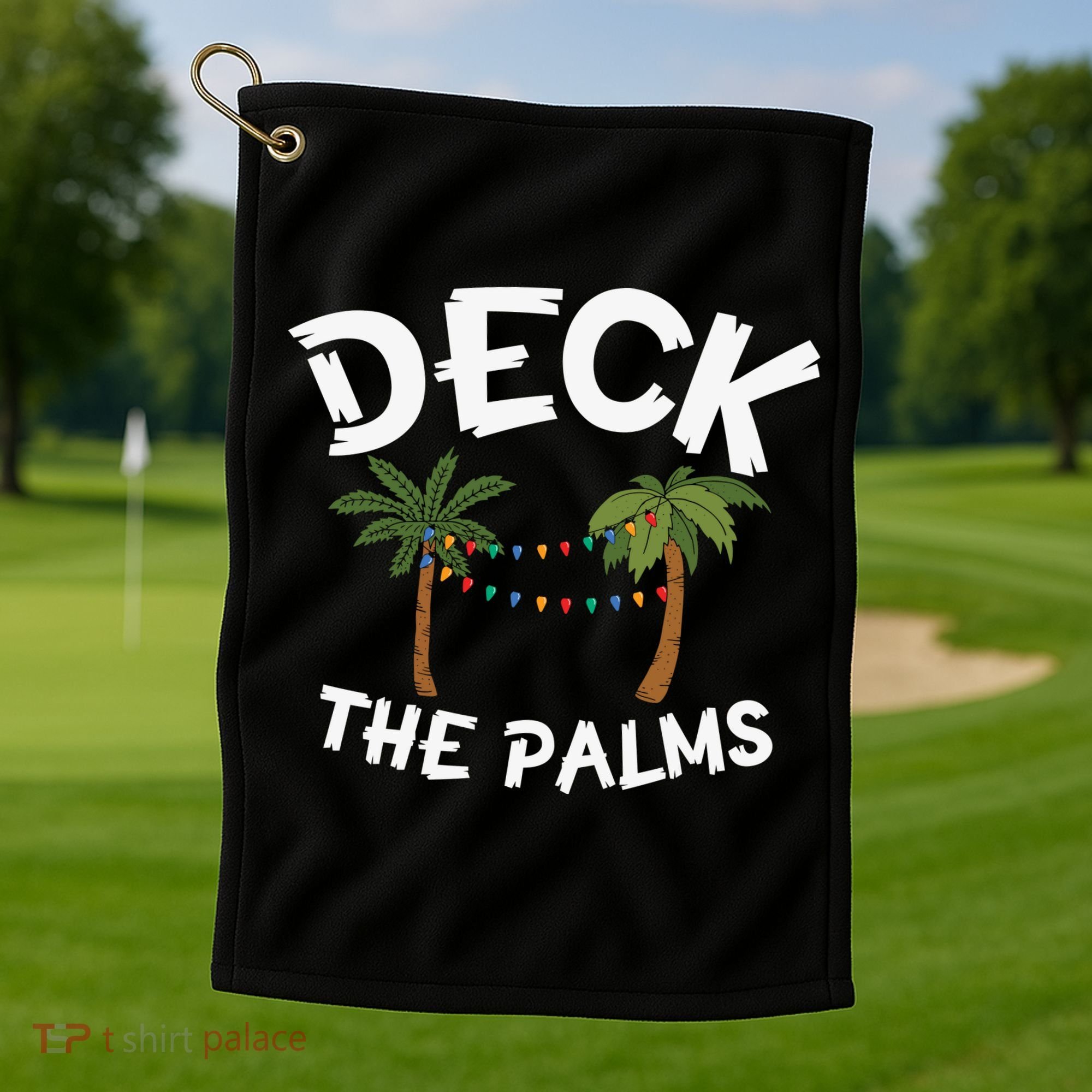 Tropical Christmas Deck The Palms Christmas In July Golf Towel