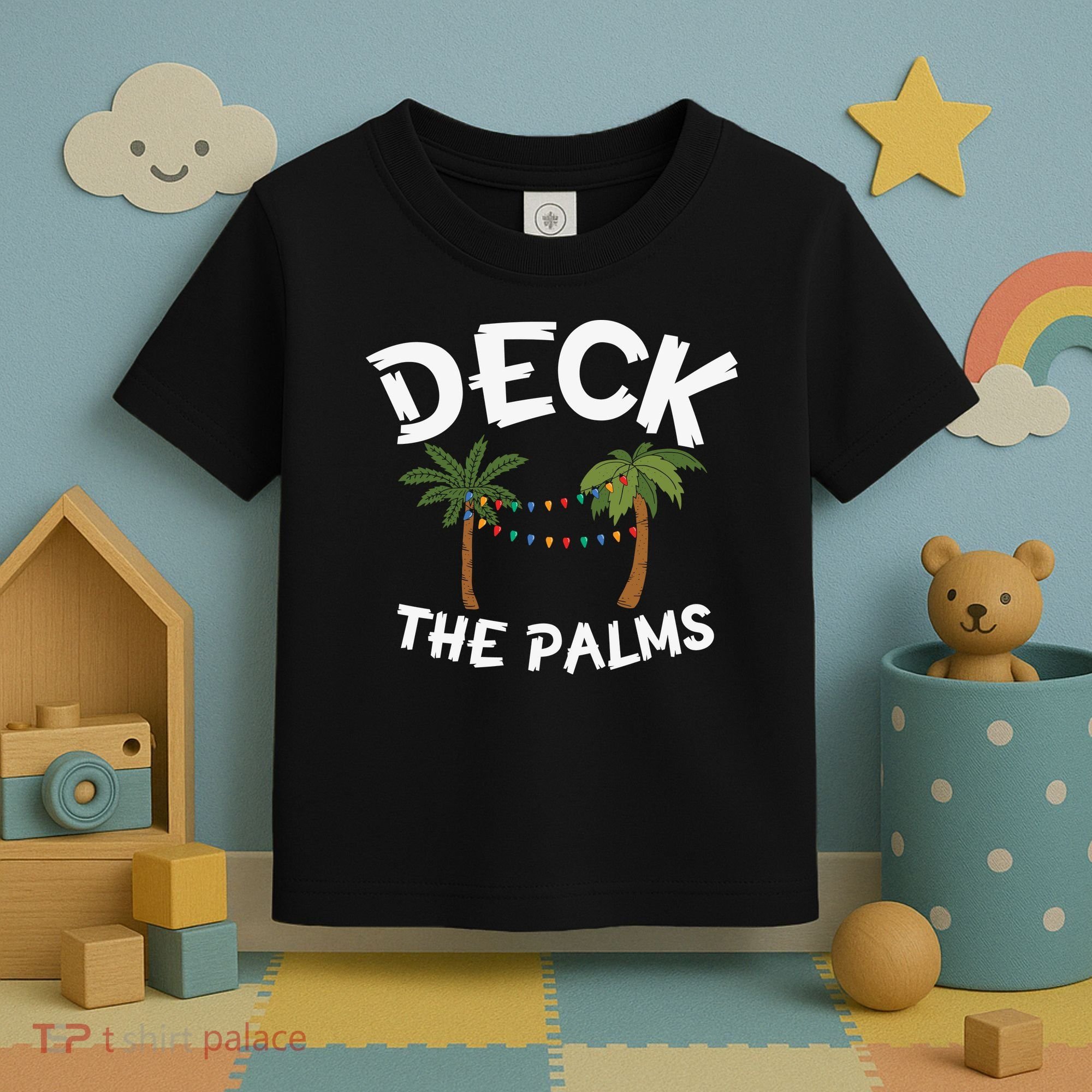 Tropical Christmas Deck The Palms Christmas In July Toddler T-Shirt