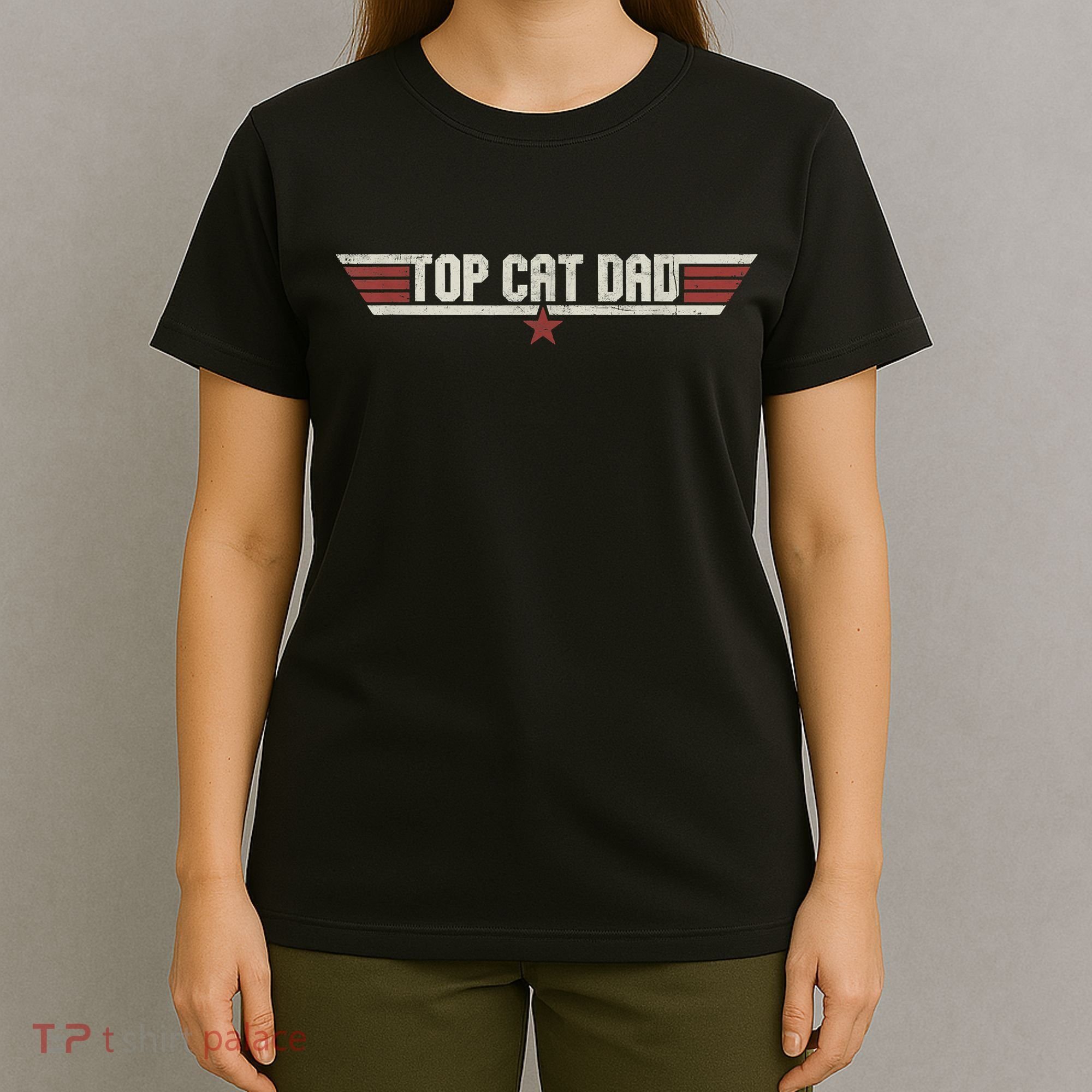 Top Cat Dad Funny Vintage 80's Gift Cat Father Father's Day T-Shirt