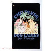 This Childless Dog Lady Is Voting Kamalaharris 2024 Golf Towel thumb 0