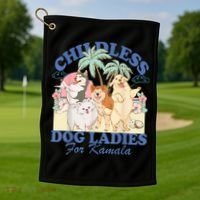 This Childless Dog Lady Is Voting Kamalaharris 2024 Golf Towel thumb 1