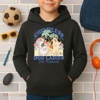 This Childless Dog Lady Is Voting Kamalaharris 2024 Kids Hoodie thumb 2