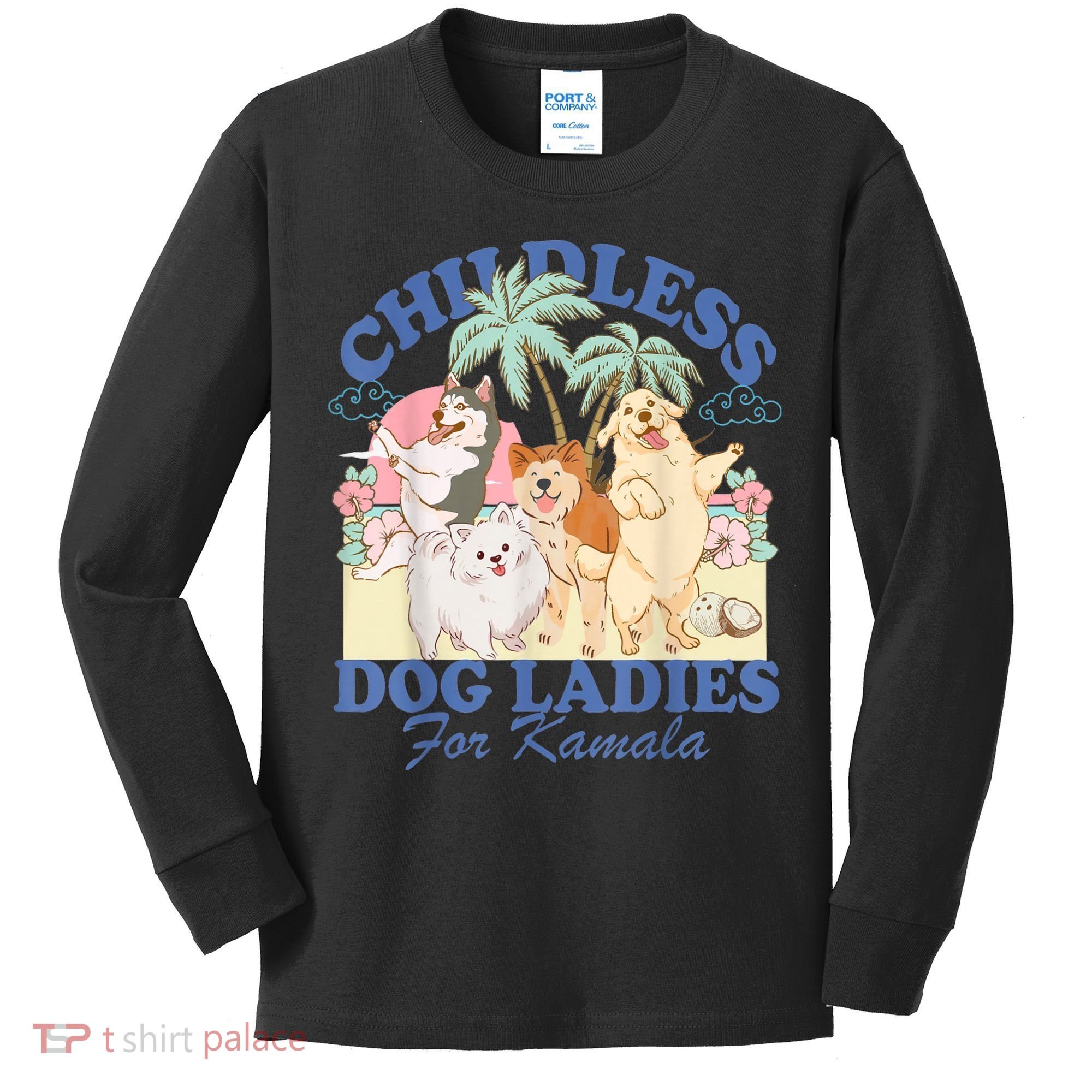This Childless Dog Lady Is Voting Kamalaharris 2024 Kids Long Sleeve Shirt