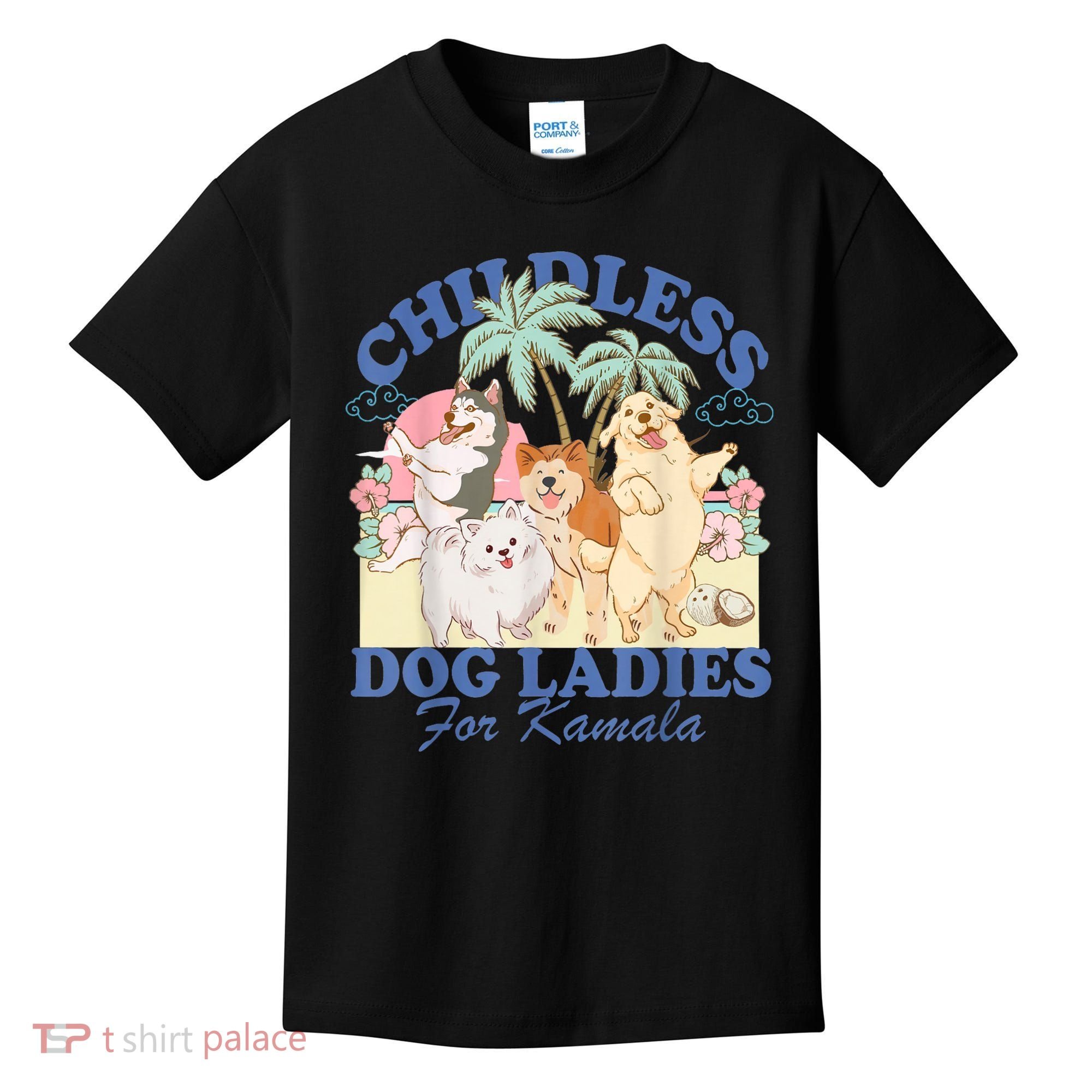 This Childless Dog Lady Is Voting Kamalaharris 2024 Kids T-Shirt