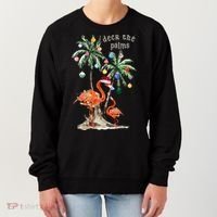 Tropical Christmas Deck The Palms Holiday Flamingo Women's Sweatshirt thumb 0