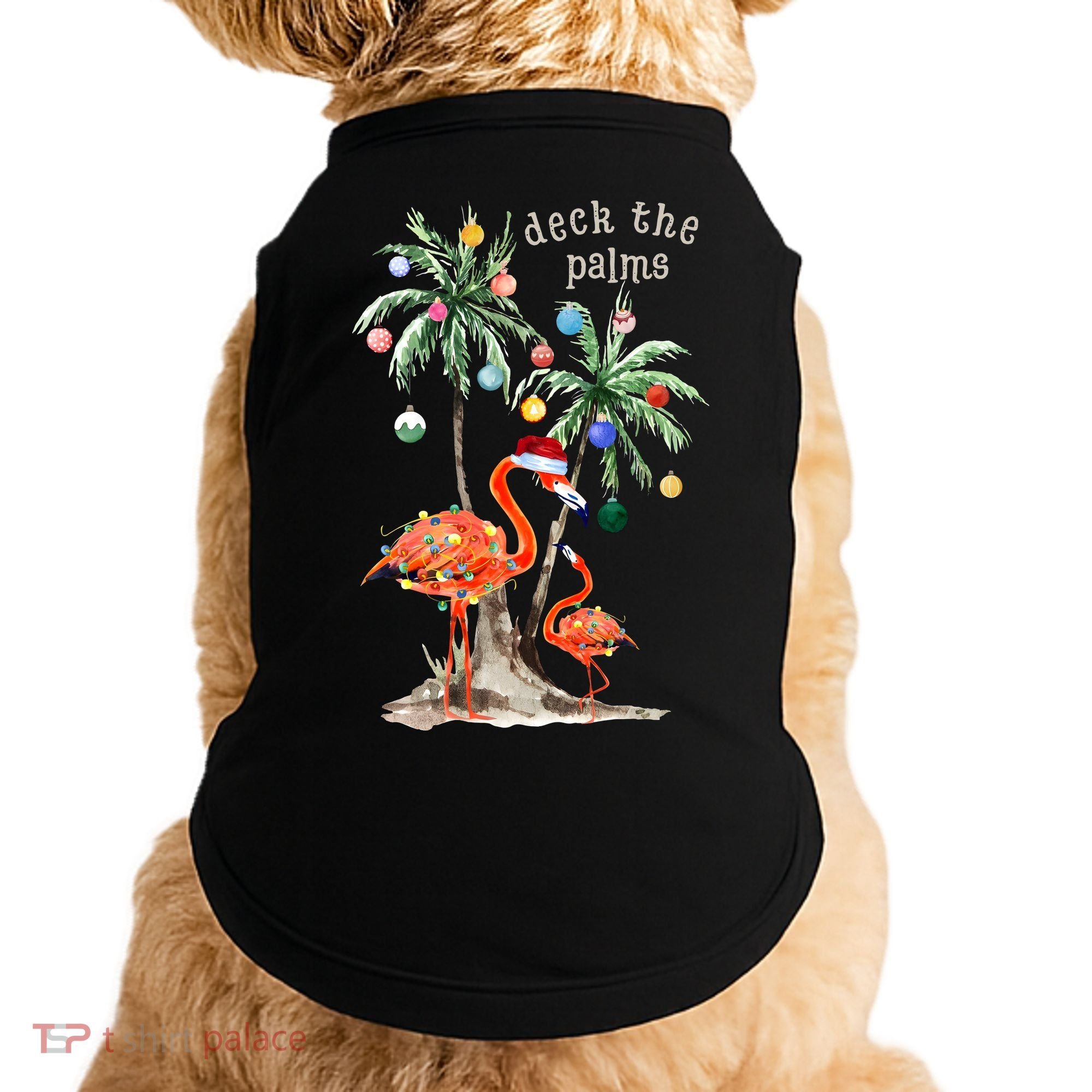 Tropical Christmas Deck The Palms Holiday Flamingo Doggie Tank