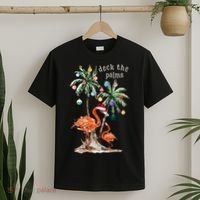 Tropical Christmas Deck The Palms Holiday Flamingo T-Shirt thumb 2