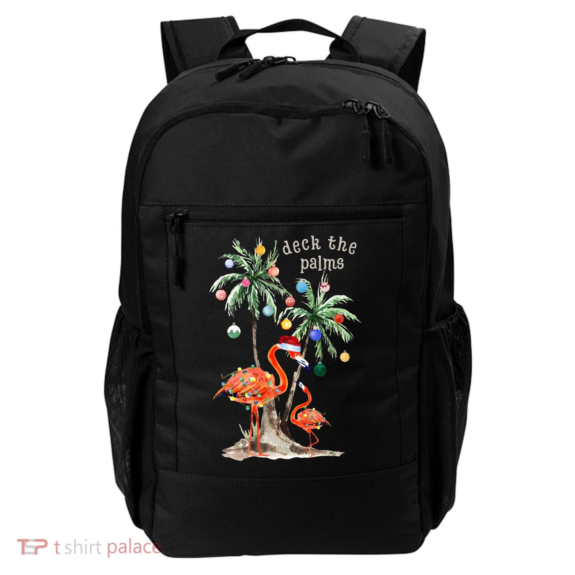 Tropical Christmas Deck The Palms Holiday Flamingo Backpack