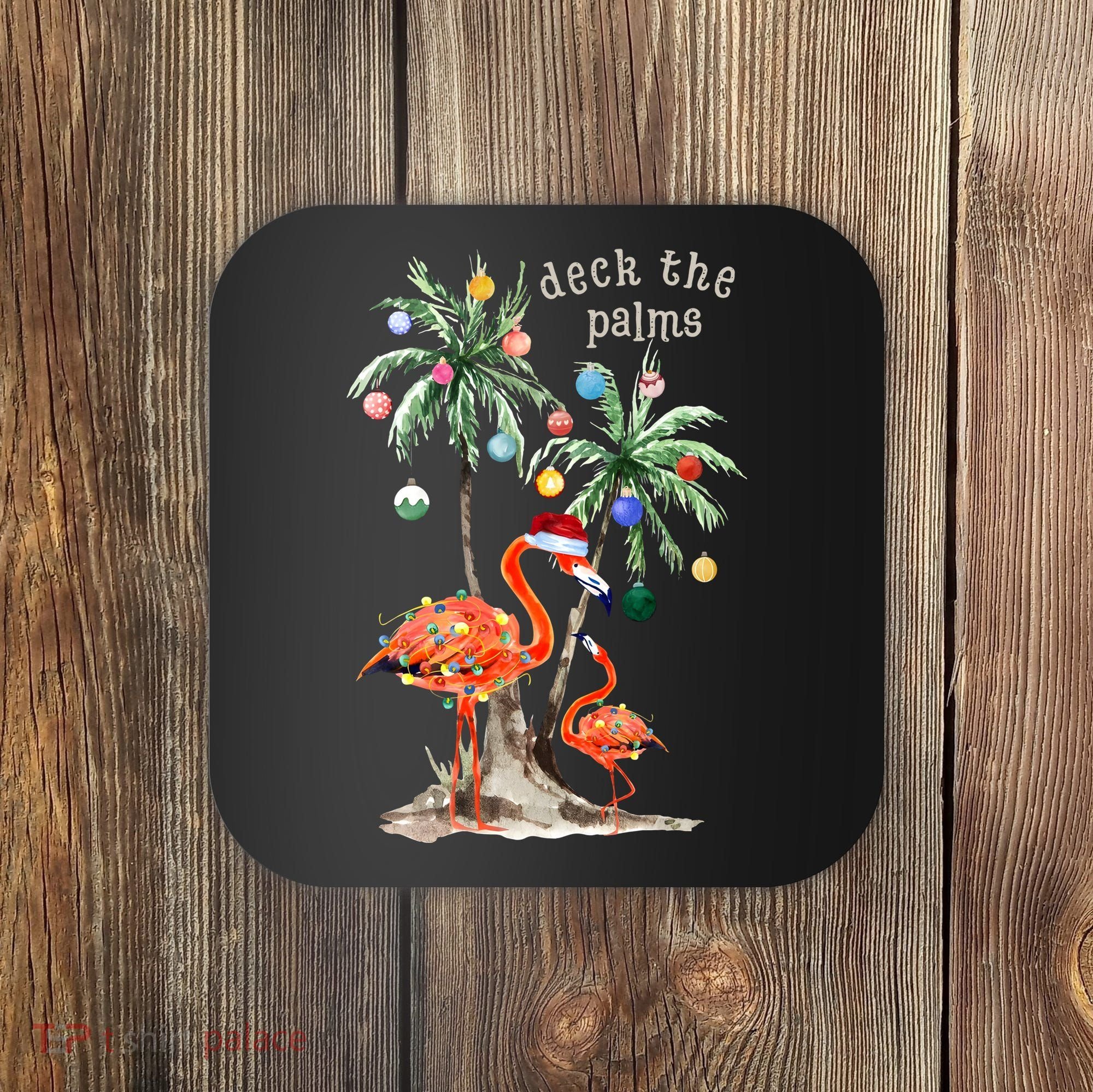 Tropical Christmas Deck The Palms Holiday Flamingo Coaster