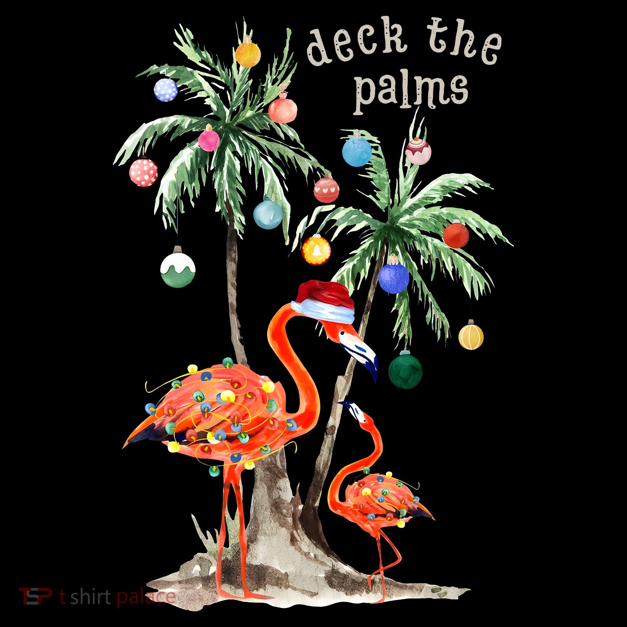 Tropical Christmas Deck The Palms Holiday Flamingo Women's Hoodie