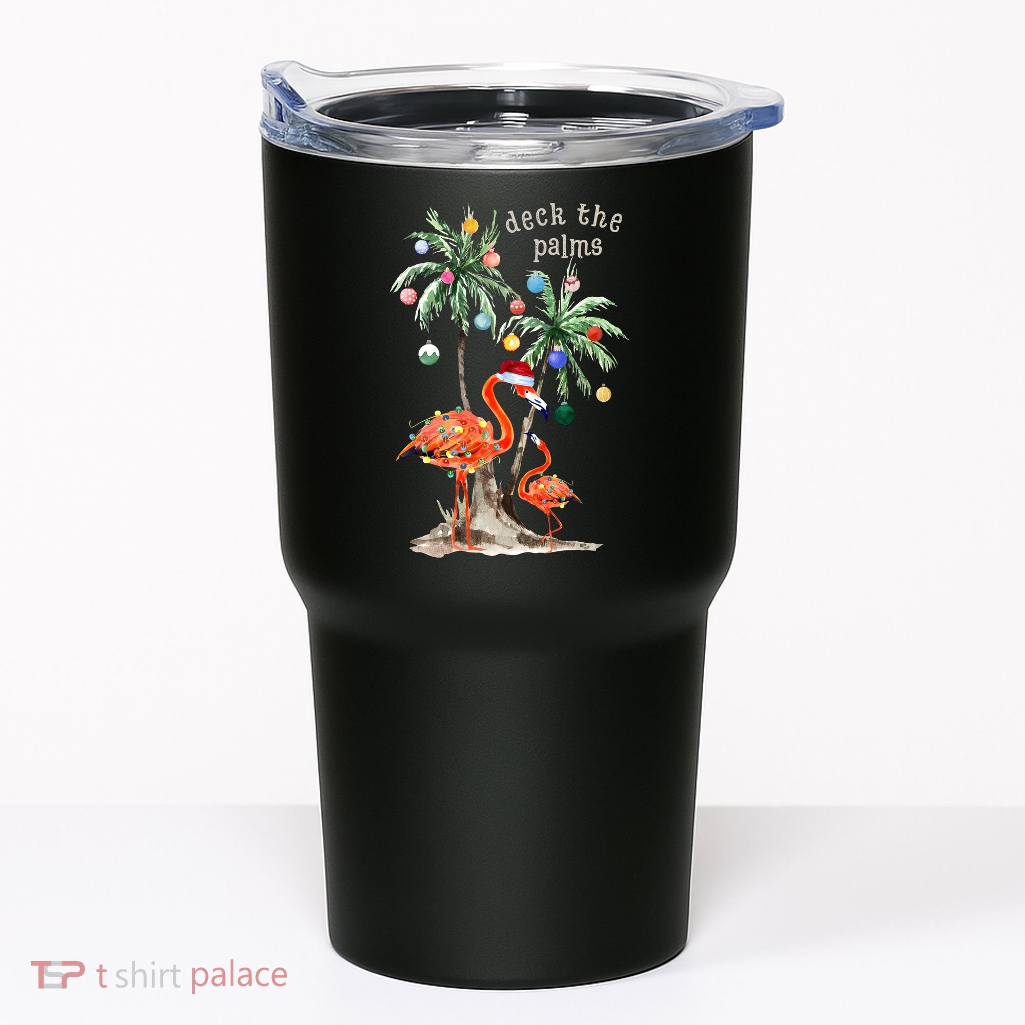 Tropical Christmas Deck The Palms Holiday Flamingo Tumbler