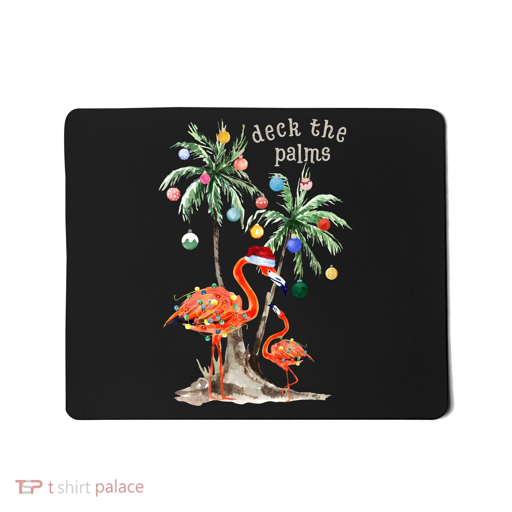 Tropical Christmas Deck The Palms Holiday Flamingo Mousepad