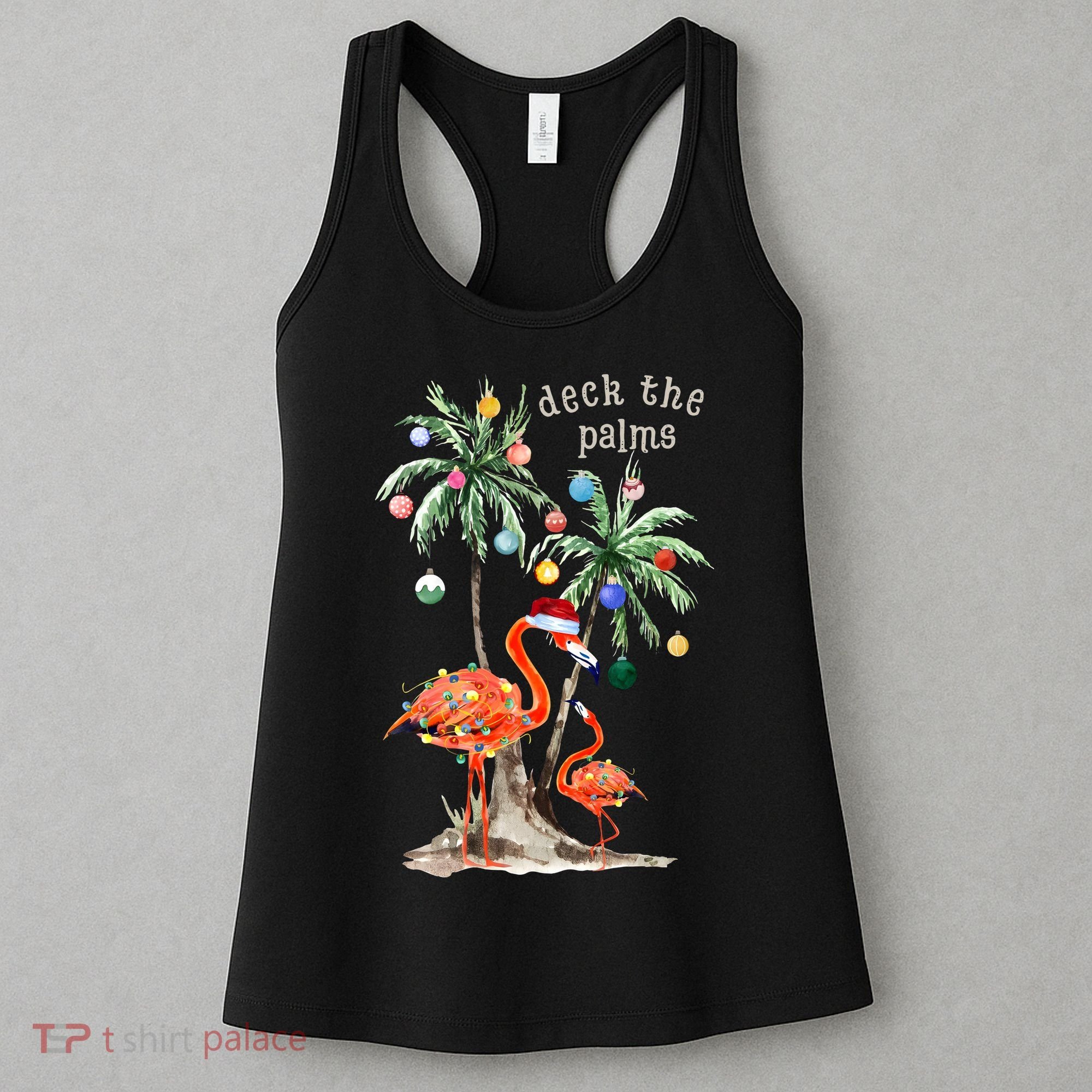 Tropical Christmas Deck The Palms Holiday Flamingo Women's Tank Top