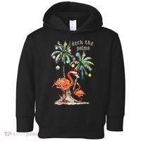 Tropical Christmas Deck The Palms Holiday Flamingo Toddler Hoodie thumb 0