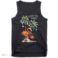 Tropical Christmas Deck The Palms Holiday Flamingo Tank Top thumb 0