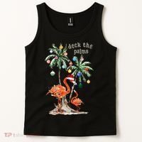 Tropical Christmas Deck The Palms Holiday Flamingo Tank Top thumb 2