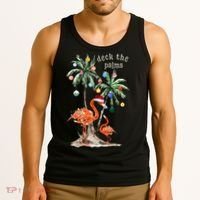Tropical Christmas Deck The Palms Holiday Flamingo Tank Top thumb 3
