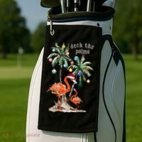 Tropical Christmas Deck The Palms Holiday Flamingo Golf Towel thumb 2