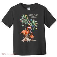Tropical Christmas Deck The Palms Holiday Flamingo Toddler T-Shirt thumb 0